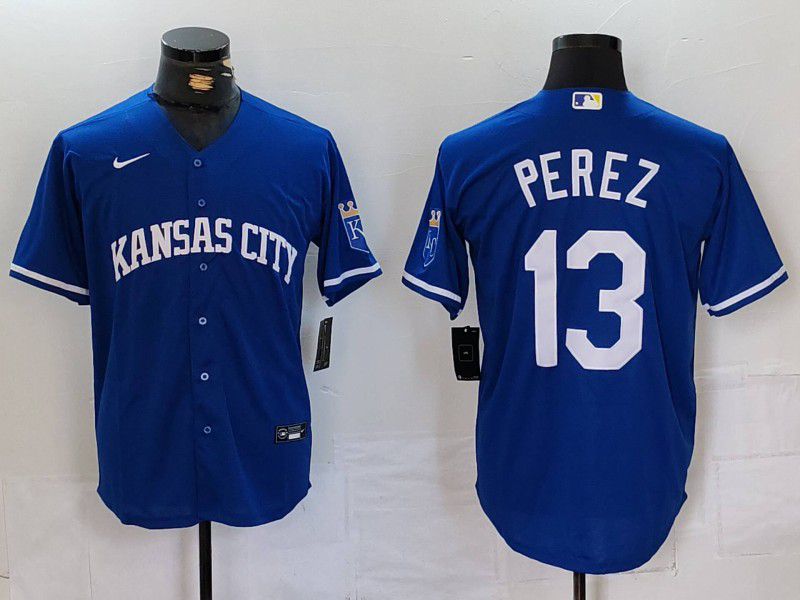 Men Kansas City Royals #13 Perez Blue Game 2024 Nike MLB Jersey style 1->kansas city royals->MLB Jersey